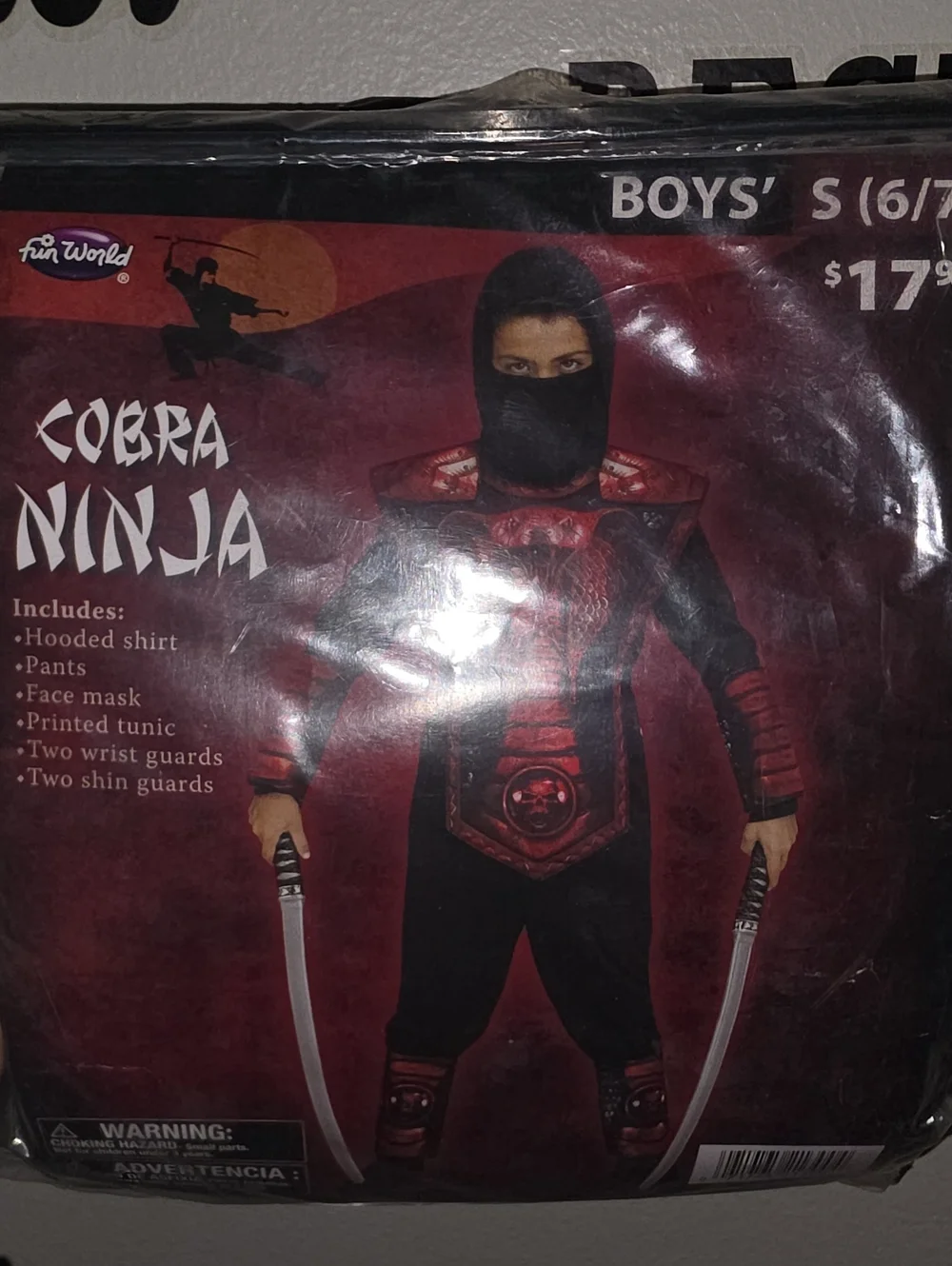 Cobra Ninja Boys' Costume in Red & Black Size 6/7
